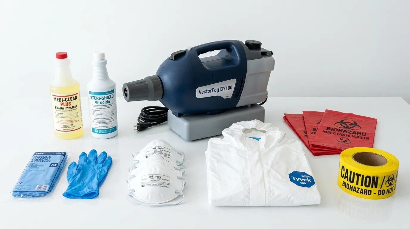 Professional biohazard remediation crew working in Macedonia